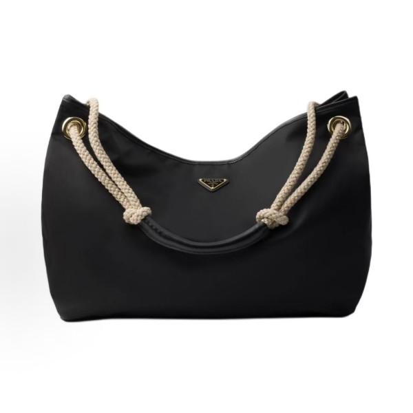 PRADA Mariner Mariner enamel metal triangular logo contrasting color design single-shoulder bag, large black for women